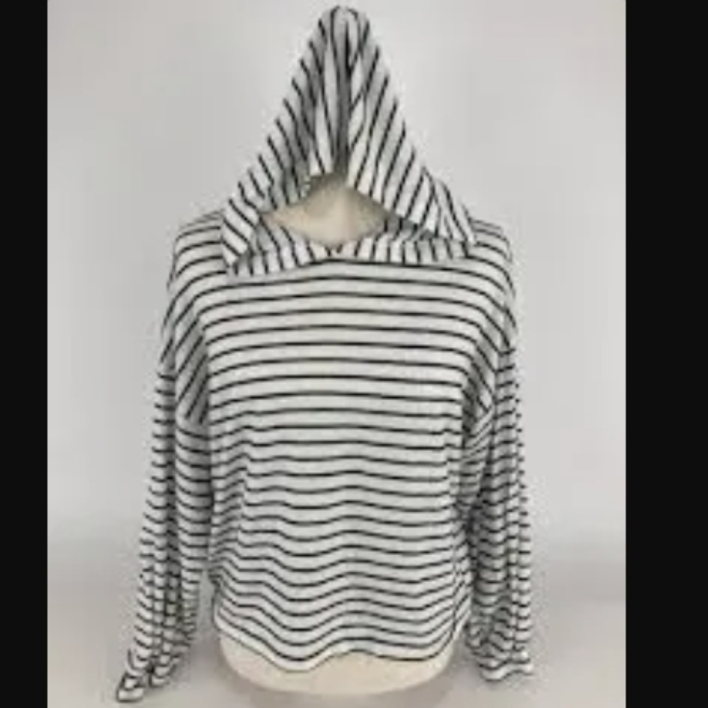 Carly Jean Los Angeles Lg. Striped V-Neck Women's Oversized Hoodie Rayon Blend
